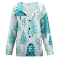 thumbnail image 5 of Cardigans for Women Christmas Tree Printed Casual Fall Winter Jacket Button Down Crew Neck Long Sleeve Loose Fit Womens Sweaters YF Light Blue S, 5 of 5