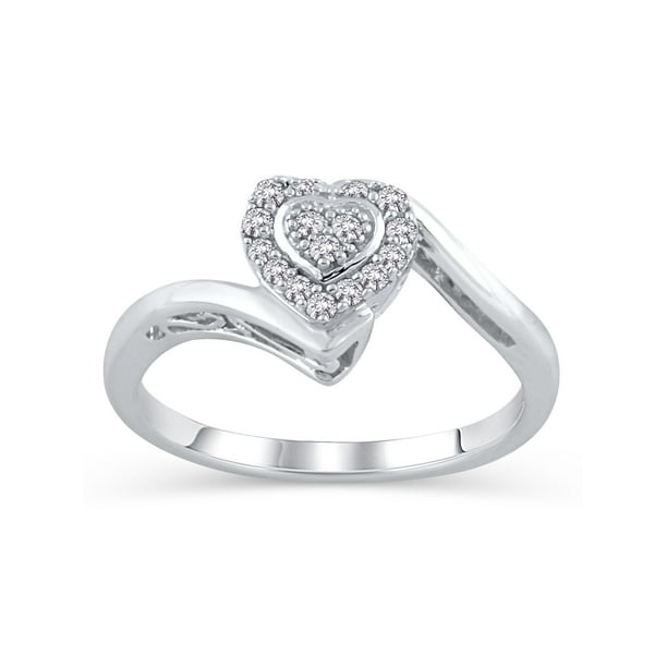 Hold My Hand - Diamond Accent Sterling Silver Heart Promise Ring ...