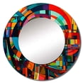 thumbnail image 2 of Designart "Dynamic Orange Forces in Motion" Modern Geometric Orange Large Round Mirror - Round Bedroom Mirror Wall Decor - Modern Round Printed Mirror - 36" x 36", 2 of 6