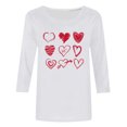 thumbnail image 4 of Ailaofu T-Shirts de la Saint-Valentin à Manches 3/4 Col Rond pour Femmes avec Imprimé Cœur Graphique, 4 of 5