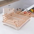 thumbnail image 1 of Escurridor de Platos, Estantes de Aluminio para Encimera de Cocina con Soporte para Utensilios para Platos, Cuchillos, Cucharas y Tenedores, Tabla de Drenaje Mejorada, Oro Rosa, 1 of 8