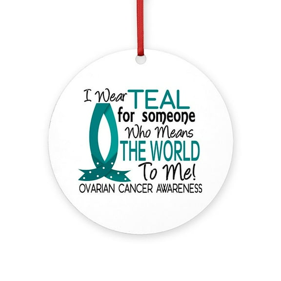 CafePress - Means World To Me 1 Ovarian Cancer Shirts Ornament - Round Wood Ornament 4"