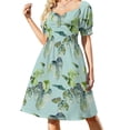 thumbnail image 1 of Acuarela a Love - Patrón en menta Vestido de manga corta ropa de mujer vestidos elegantes para mujer, 1 of 6