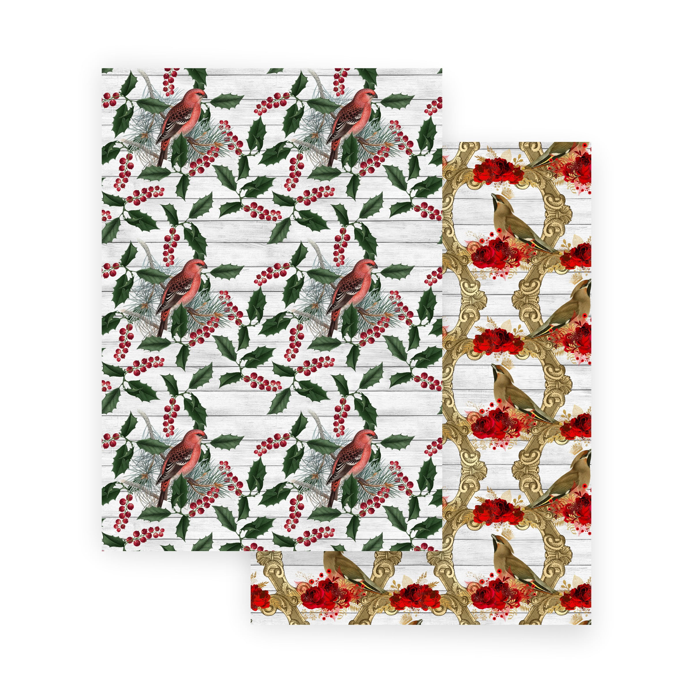 Scrapbooking Paper VINTAGE CHRISTMAS BIRDS 10 Double Sided Sheets 8.25 x 11.75, Craft Paper, Decoupage Paper, Decorative Paper, Vintage Paper