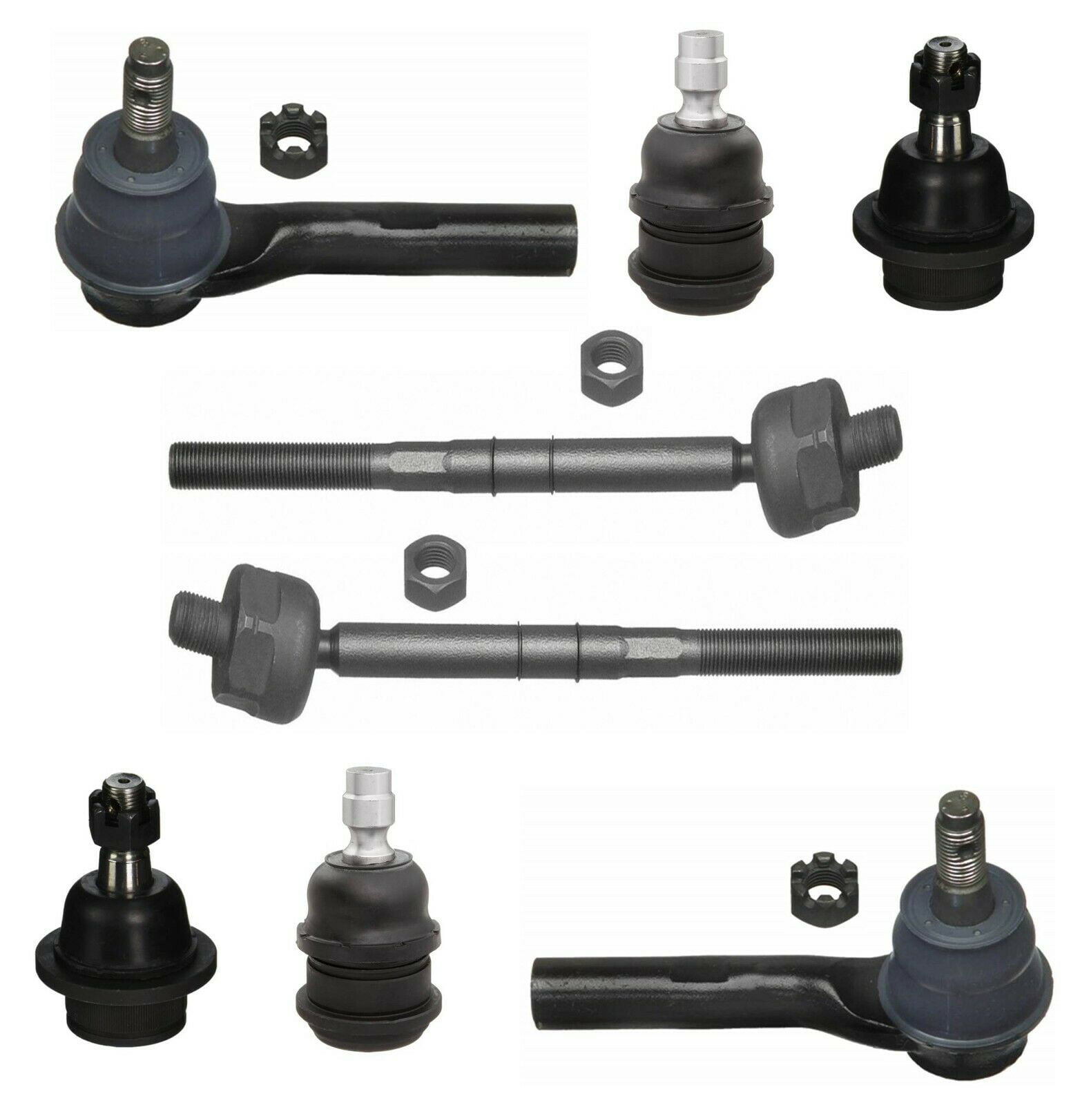 8 Piece Suspension Kit Front Upper Ball Joints and Inner Outer Tie Rod Ends