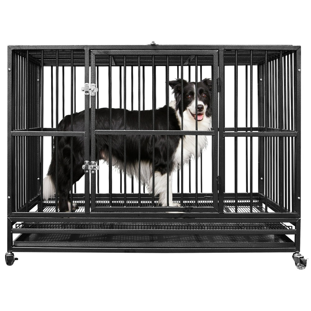 Walnest 48"H Heavy Duty Dog Cage W/Tray,Folding Kennel Dog Crate with