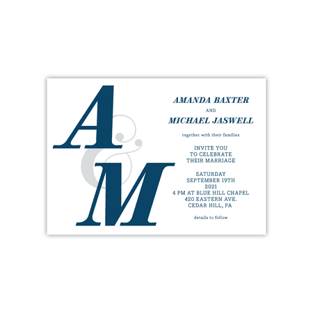 - Personalized Wedding Deluxe 5 x 7 Invite - Modern Monogram