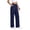 Navy, variant on Nkmbld Womens Cotton Linen Pants Casual Button Elastic Waist Wide Leg Summer Trousers