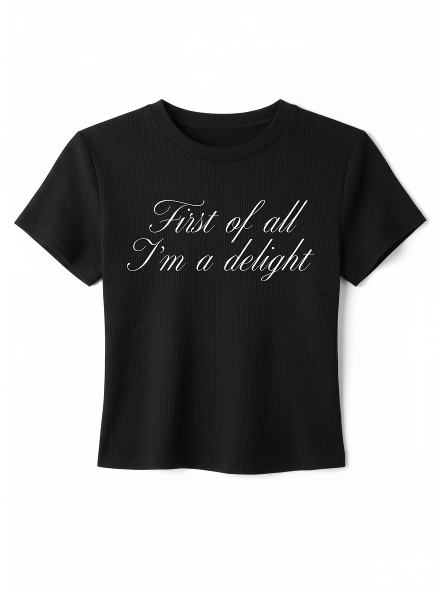I'm a Delight Women's Graphic Baby Tee with Short Sleeves, Sizes XXS-XXL