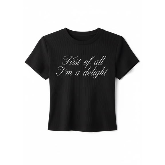 I'm a Delight Women's Graphic Baby Tee with Short Sleeves, Sizes XXS-XXL