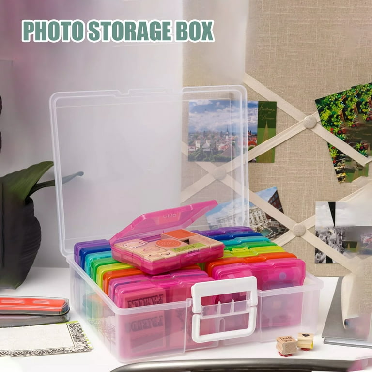 Novelinks Transparent 4 x 6 Photo Storage Boxes - 16 Inner Photo Organizer Cases Photo Keeper Picture Storage Containers Box for Photos