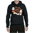 thumbnail image 2 of Wild Bobby It's Pumpkin Spice Latte Season Orange Black and White Halloween Unisex Hoodie Sweatshirt, Black, Small, 2 of 6