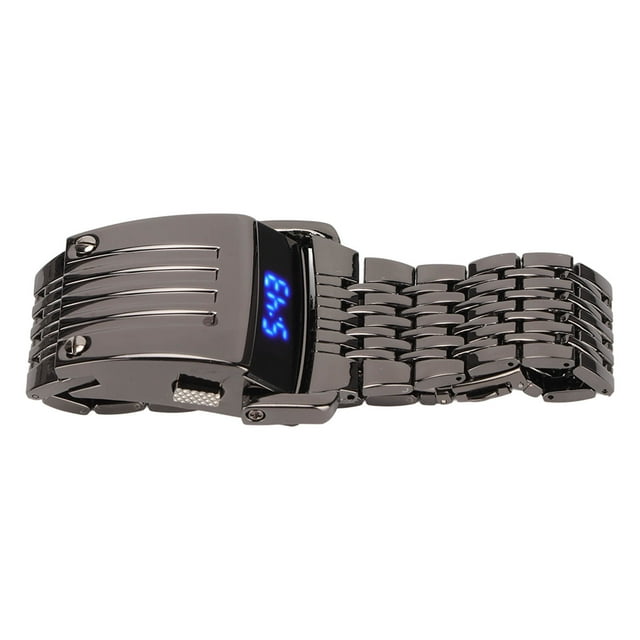 Electronic Watch, Alloy Watch Versatile Fashionable For Daily For Business Black Blue Light