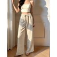 thumbnail image 5 of Women'S Elastic Waist Drawstring Polka Dot Print Casual Wide Leg Long Pants White M, 5 of 9