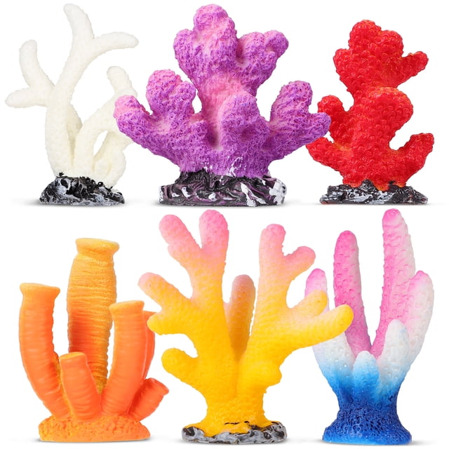 GOOHOCHY 6 piezas de adornos de coral artificiales para pecera, plantas de resina, decoración de plantas de coral artificiales