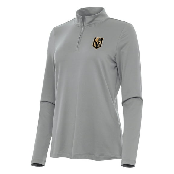 Women's Antigua Gray Vegas Golden Knights Reprocess Quarter-Zip Top