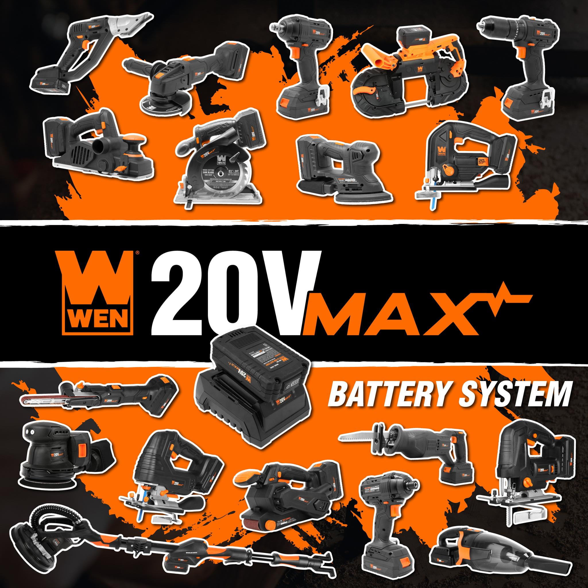 WEN 20V Max Cordless Belt Sander, Variable Speed, Handheld and Portable (Tool Only - Battery Not Included)