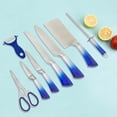 thumbnail image 5 of Kitchen Knife Set, 9-Piece Blue Professional Kitchen Knives Set with Acrylic Block, Non Stick Sharp Stainless Steel Chef Knife Set with Sharpener for Kitchen Cutting Kitchen Gifts for Women, 5 of 7