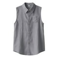 thumbnail image 6 of COSFO Button Down Shirts for Men Casual Cotton Linen Gray Sleeveless Tops Collared Loose Summer with Pocket Tank Tops, 6 of 9