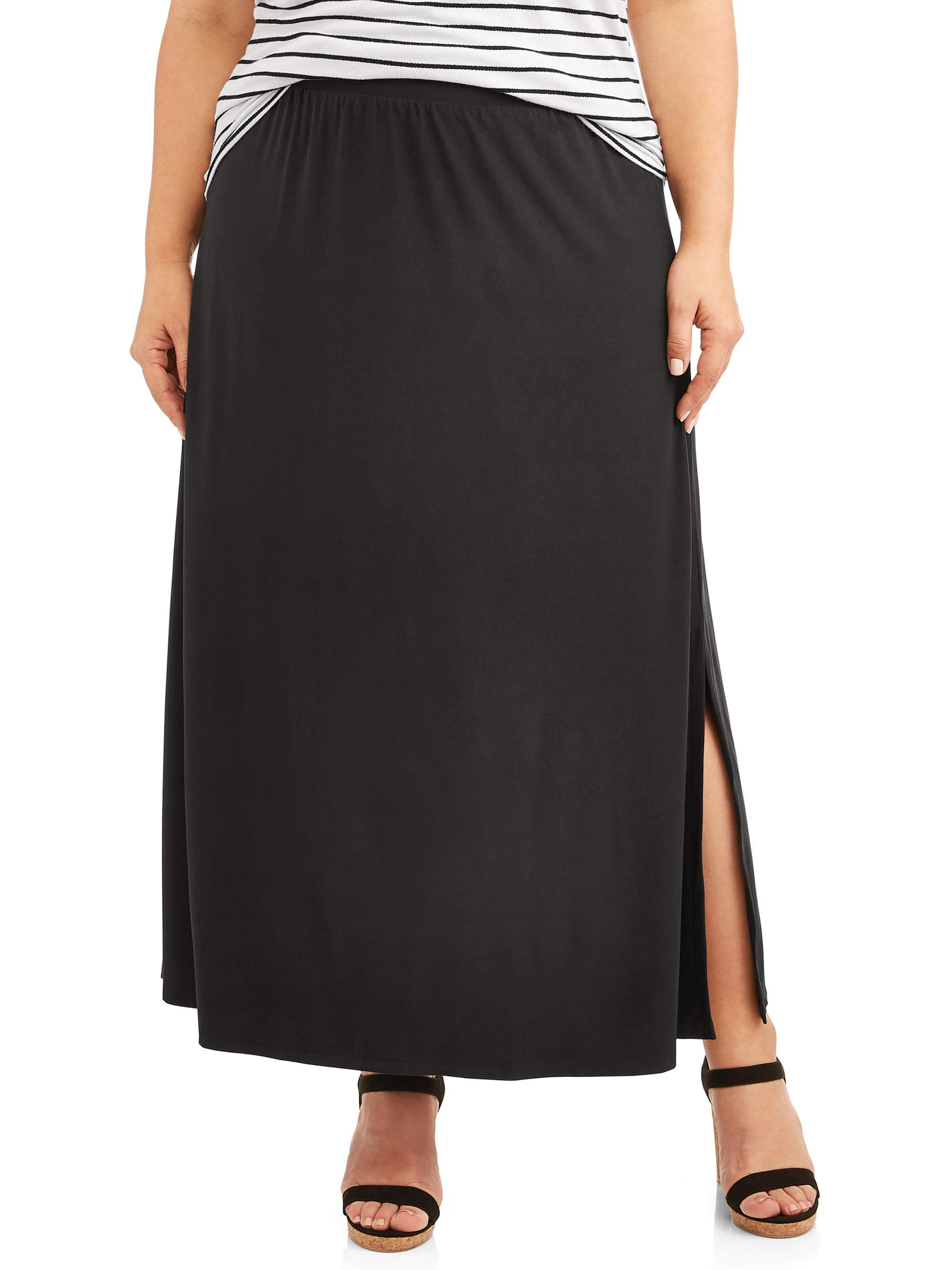Women's Plus Size Super Soft Knit Maxi Skirt - Walmart.com