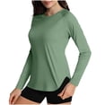 thumbnail image 2 of Helii Women's UPF 50+ Long Sleeve Sun Protection Shirt – Quick Dry Lightweight Rash Guard with Crew Neck Raglan Sleeve, Breathable Moisture Wicking Tops Army Green,L, 2 of 4