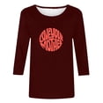 thumbnail image 4 of Blusas para Mujeres Casual 3/4 Manga Cuello Redondo Impreso Suelto, Mujer 3/4 Manga Tops Y Blusas para Diario, 4 of 4