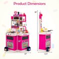 thumbnail image 3 of Costway Kids Kitchen Playset with Sounds Lights Steam Play Sink 113 PCS Accessories Pink, 3 of 9