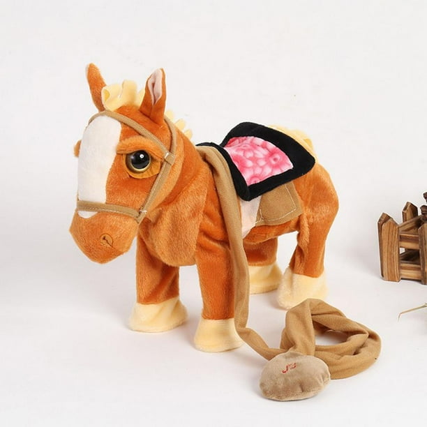 Caballo Eléctrico Camina y Caballo Relleno una Correa Naranja