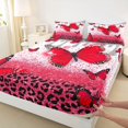 thumbnail image 5 of Homewish Red Butterfly Bed Sheets, Bling Cheeetah Print Full Size Sheets for Girls, 4 Pieces (1 Flat Sheet, 1 Fitted Sheet and 2 Pillowcases), 5 of 6