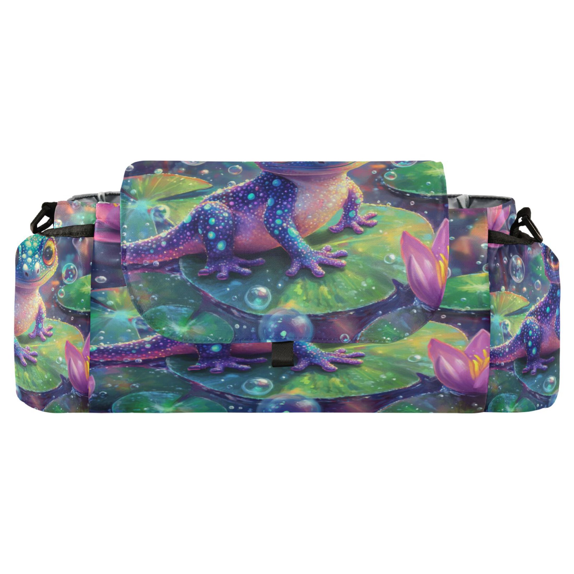 DIXRUYEE Stroller Organizer Colorful Frog Among Lotus Blooms Printed