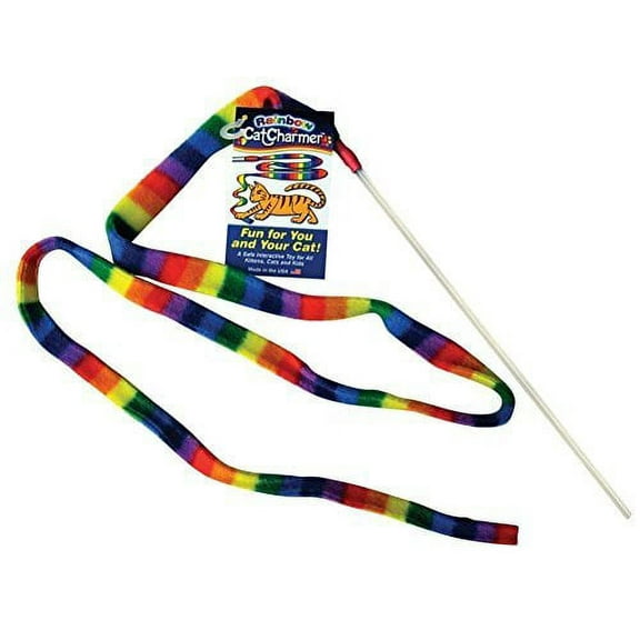 Cat Dancer Cat Charmer Interactive Cat Toy Wand RAINBOW