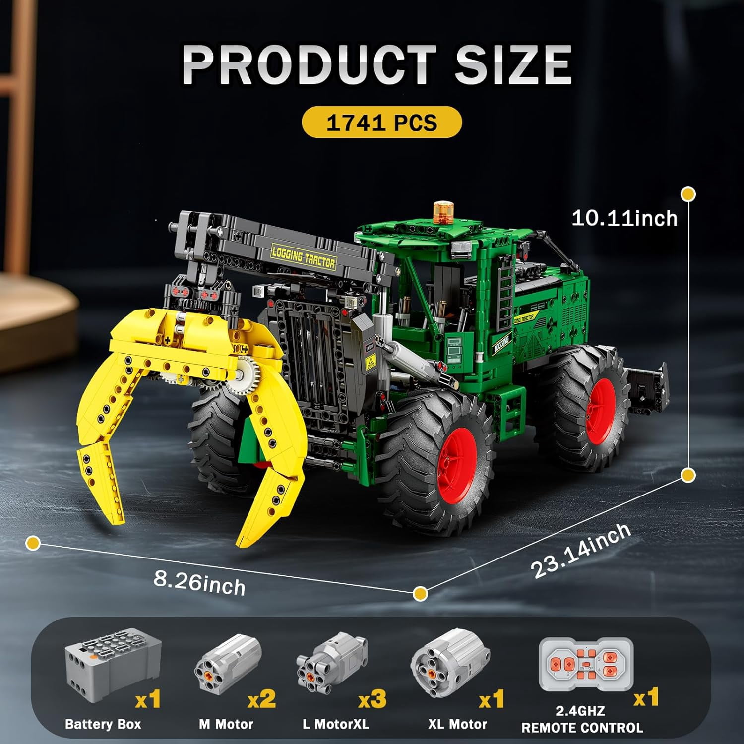 Tractor Building Block Sets for Adults, RC Skidding Tractor Construction Vehicles Model Kit with 6 Motors, Engineering Collectible Display 22027, Technic Building Toys Gift for Adult