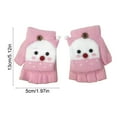 thumbnail image 3 of Btomtd Ctue Knitted Gloves with Open Finger Top and Half Finger Design, Winter Gloves in Seasonal Themes for Teens and Kids, Pink, 3 of 7