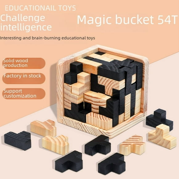 Small Size Wooden Soma Cube Puzzle Toy - Educational Cognitive Development Building Blocks for 4-6 Years Old Kids, High-Quality Wood Construction, Customizable Design, Non-DIY Assembly, Ideal for