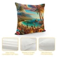 thumbnail image 4 of Leisuo  Hawaiian Pillow Case Aloha Vintage Colorful Swirl Dolphins Palm Trees Flowers Throw Pillow Cover Decorative Square Cushion Canvas for Women Men Sofa Bed, 4 of 5