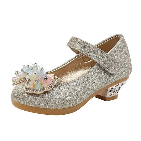 

Flower Girls Dress Shoes Wedding Party Heel Mary Jane Princess Shoes for Kid Toddler
