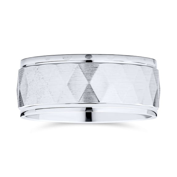 Bling Jewelry Mens Mens Silver Ring .925 Sterling Diamond Cut Wedding Band for Couples Wide Design