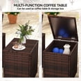thumbnail image 4 of 3-Piece Wicker Patio Furniture Set with Cushions - Outdoor Bistro Set for Garden, Porch & Balcony | Grey & Red Rattan Conversation Set with Storage Table, 4 of 7