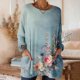 thumbnail image 1 of TaTaai Women’s Casual Round Neck Vintage Print Long Sleeve Blouse With Pockets Loose Fit Solid Base T Shirts Soft Polyester Daily Holiday Travel Top Gift, 1 of 7