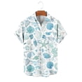 thumbnail image 4 of Mens Casual de Manga Corta Botón Abajo Camisas Turndown Cuello Impreso Blusa de Verano Superior, Pantalones para Hombres Cortos, 4 of 6