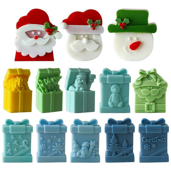 JDH 2PCS Christmas Mold Christmas Gift Box Shape Silicone Molds for Making Candle Resin Pillar Aromatherapy Candles Wax Soap Flower Specimen Clay Craft Desktop Decoration