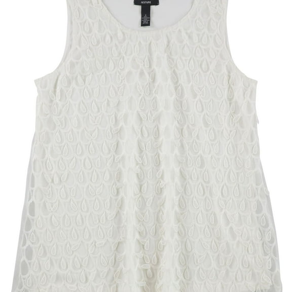 Alfani Womens Teardrop Sleeveless Blouse Top, White, Small