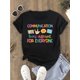 thumbnail image 1 of [Cotton Graphic Tee] Comfy Cotton Graphic Tee - Women's Casual Crew Neck Short Sleeve - Machine Washable, unique Communication Design Print, Different Methods, 1 of 6