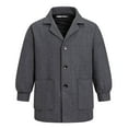 thumbnail image 2 of CHEEREAM Men's Pea Coat Slim Fit Single Breasted Short Wool Jacket Woolen Trench Coat Comfy Fashion Notched Lapel Overcoats with Pockets Dark Gray XL, 2 of 9