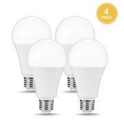 LOHAS 4 Pack 3-Way LED Light Bulb 3000K Warm White,50/100/150W Equivalent, A21 E26 Medium Base 600LM/1250LM/1850LM for Desk lamps ,Floor Lamps
