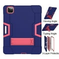 thumbnail image 5 of iPad Pro 11 inch 2nd Generation 2020 Shockproof Case with PET Screen Protector, Dteck Heavy Duty Anti-impact Rugged Hybrid 3 Layer Full Body Protection Case Built-in Kickstand, Navy+Rose, 5 of 7