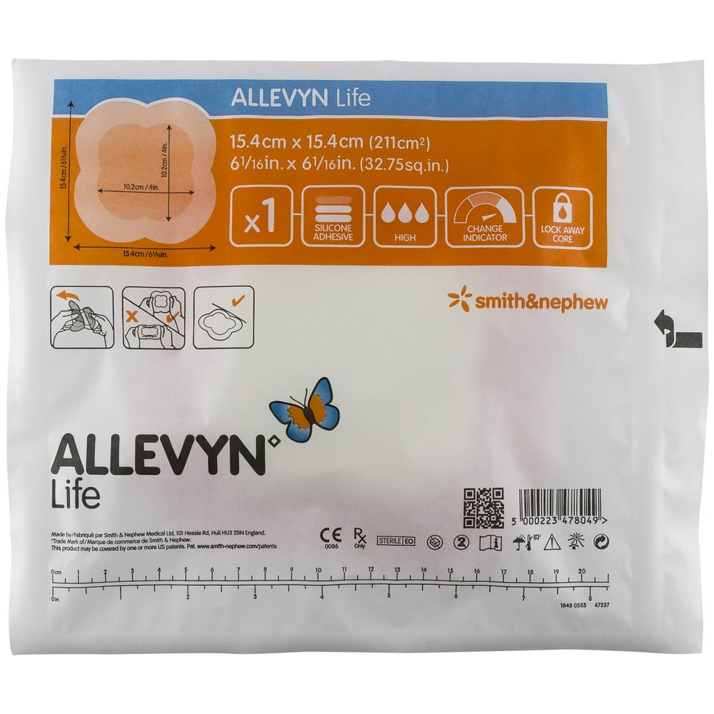Smith and Nephew 66801069 Allevyn Life Foam Adhesive Dressings 6.06" x