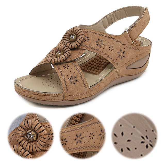 Arch Support Sandals Sandalias Cuña para Mujeres Cómodas El Exterior (marrón 37)