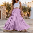 thumbnail image 5 of Women's Cotton Linen Skirt High Waist A-Line Pleated Maxi Skirts Casual Flowy Beach Vacation Skirts, XL, 5 of 5
