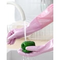 thumbnail image 5 of Household Kitchen Cleaning Gloves Waterproof Cotton Lined Dishwashing Non-Slip Long Cuff Gloves, 5 of 7